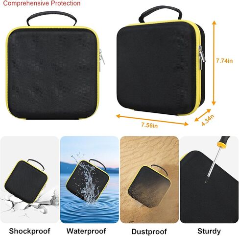 حقيبة حمل Elonbo لطابعة الصور المدمجة Canon SELPHY CP1500، حقيبة تخزين كاميرا محمولة للطباعة الفورية بتقنية البلوتوث، حقيبة شبكية تناسب كابل ورق الصور Zink، أسود + أسود داخلي in Kuwait