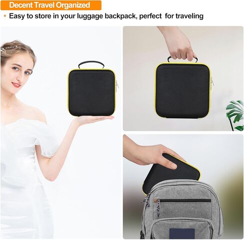 حقيبة حمل Elonbo لطابعة الصور المدمجة Canon SELPHY CP1500، حقيبة تخزين كاميرا محمولة للطباعة الفورية بتقنية البلوتوث، حقيبة شبكية تناسب كابل ورق الصور Zink، أسود + أسود داخلي in Kuwait