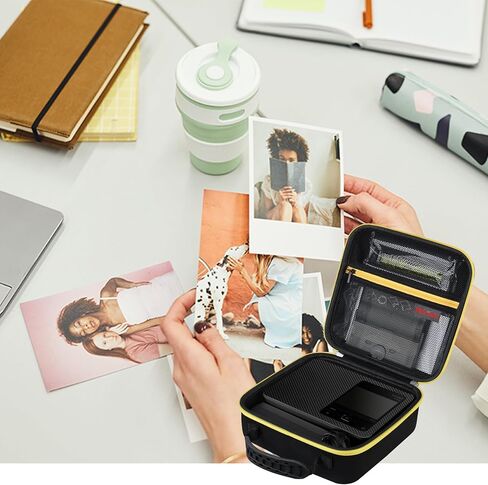 حقيبة حمل Elonbo لطابعة الصور المدمجة Canon SELPHY CP1500، حقيبة تخزين كاميرا محمولة للطباعة الفورية بتقنية البلوتوث، حقيبة شبكية تناسب كابل ورق الصور Zink، أسود + أسود داخلي in Kuwait