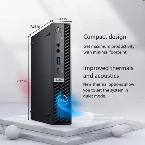 كمبيوتر مكتبي Dell OptiPlex 3000 3080 Business MFF Micro Form Factor، Intel Core i5-10500T، ذاكرة الوصول العشوائي 16 جيجابايت، 256 جيجابايت SSD، منفذ عرض، HDMI، لوحة مفاتيح سلكية وماوس، واي فاي، Windows 11 Pro، أسود in Saudi Arabia