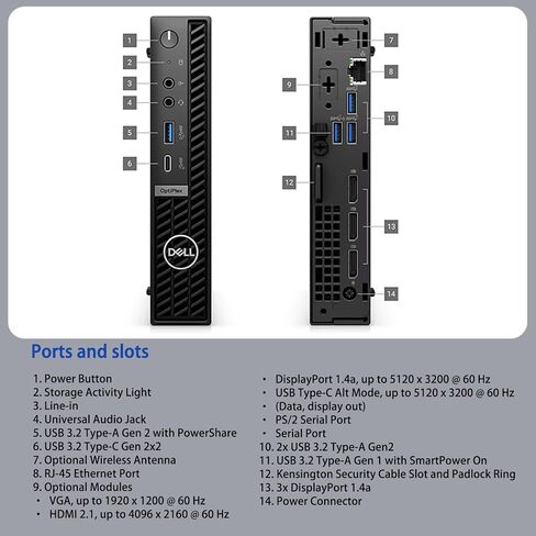 كمبيوتر مكتبي Dell OptiPlex 3000 3080 Business MFF Micro Form Factor، Intel Core i5-10500T، ذاكرة الوصول العشوائي 16 جيجابايت، 256 جيجابايت SSD، منفذ عرض، HDMI، لوحة مفاتيح سلكية وماوس، واي فاي، Windows 11 Pro، أسود in Saudi Arabia