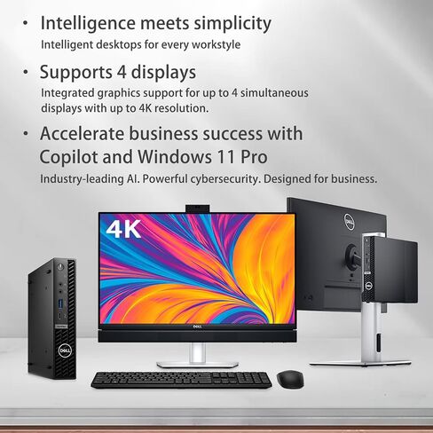 كمبيوتر مكتبي Dell OptiPlex 3000 3080 Business MFF Micro Form Factor، Intel Core i5-10500T، ذاكرة الوصول العشوائي 16 جيجابايت، 256 جيجابايت SSD، منفذ عرض، HDMI، لوحة مفاتيح سلكية وماوس، واي فاي، Windows 11 Pro، أسود in Saudi Arabia