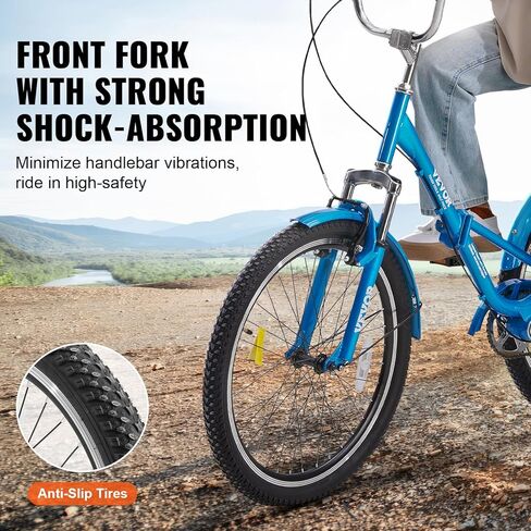 دراجة ثلاثية العجلات للبالغين قابلة للطي من VEVOR، دراجة ثلاثية العجلات قابلة للطي للبالغين مقاس 26 بوصة، دراجة طراد من الفولاذ الكربوني ذات 3 عجلات مع سلة كبيرة ومقعد قابل للتعديل، دراجات ثلاثية العجلات قابلة للطي لنزهة التسوق للنساء والرجال وكبار السن ( in Kuwait