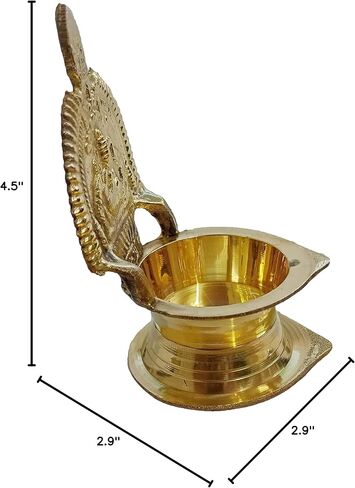 Handmade indian puja golden oil lamp for diwali pooja article akhand brass kamatchi vilakku: ashta-lakshmi oil lamp diya for wealth & prosperity (1) in Kuwait