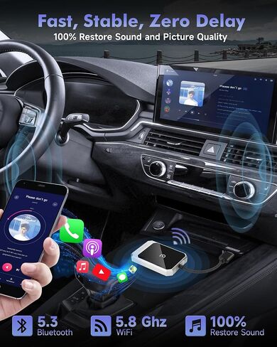 محول CarPlay اللاسلكي، اتصال لاسلكي ومستقر، محول Carplay اللاسلكي لأجهزة Apple المتوافقة مع iPhone والمركبات، محول Carplay لاسلكي مدمج التصميم 2024 أمان معزز (رمادي) in Saudi Arabia