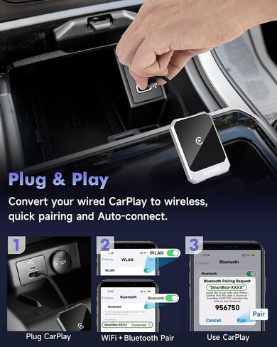 محول CarPlay اللاسلكي، اتصال لاسلكي ومستقر، محول Carplay اللاسلكي لأجهزة Apple المتوافقة مع iPhone والمركبات، محول Carplay لاسلكي مدمج التصميم 2024 أمان معزز (رمادي) in Saudi Arabia