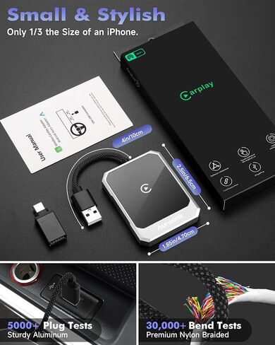 محول CarPlay اللاسلكي، اتصال لاسلكي ومستقر، محول Carplay اللاسلكي لأجهزة Apple المتوافقة مع iPhone والمركبات، محول Carplay لاسلكي مدمج التصميم 2024 أمان معزز (رمادي) in Saudi Arabia