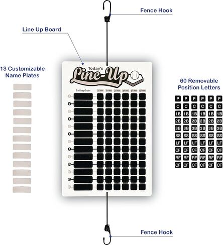 Line Up Board for Baseball Softball | Athlete Tough Aluminum Board | Reliable Hook and Loop Positions That Won't Get Lost | Includes Twelve Name Plates for All Players on The Team in Saudi Arabia
