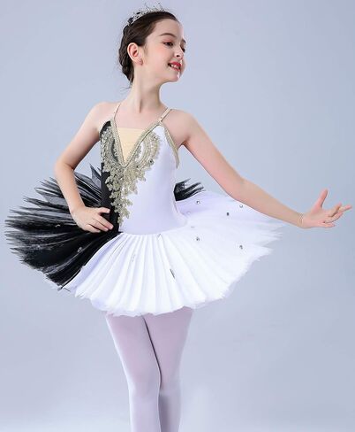 ORIDOOR Girl's Camisole Skirted Leotard Ballet Dress Lace Sequin Ballet Tutu Skirt Swan Ballet Costumes for Competition (12-13 Years, 018 White) in Kuwait