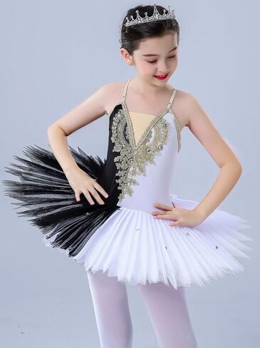 ORIDOOR Girl's Camisole Skirted Leotard Ballet Dress Lace Sequin Ballet Tutu Skirt Swan Ballet Costumes for Competition (12-13 Years, 018 White) in Kuwait