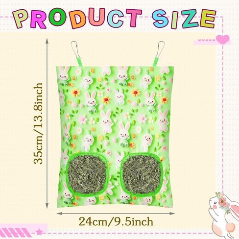 UPINS 3 Hay Bag for Rabbits 2-Hole Hanging Hay Feeder Guinea Pig Hay Bags, Hay Feeder for Rabbits Chinchillas Hamsters Small Pets and Animals in Kuwait