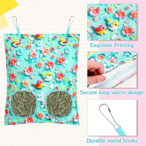 UPINS 3 Hay Bag for Rabbits 2-Hole Hanging Hay Feeder Guinea Pig Hay Bags, Hay Feeder for Rabbits Chinchillas Hamsters Small Pets and Animals in Kuwait