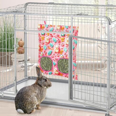UPINS 3 Hay Bag for Rabbits 2-Hole Hanging Hay Feeder Guinea Pig Hay Bags, Hay Feeder for Rabbits Chinchillas Hamsters Small Pets and Animals in Kuwait