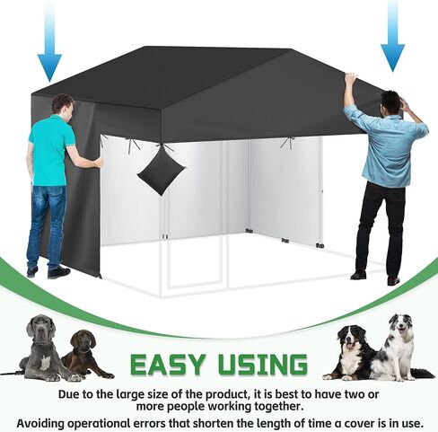 غطاء بيت الكلب في الهواء الطلق نصف تغطية لأغطية بيوت الكلاب شديدة التحمل مقاومة للماء مقاس 10x10FT 600D لأقفاص الكلاب (الغطاء فقط) أسود in Kuwait