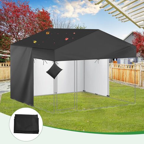 غطاء بيت الكلب في الهواء الطلق نصف تغطية لأغطية بيوت الكلاب شديدة التحمل مقاومة للماء مقاس 10x10FT 600D لأقفاص الكلاب (الغطاء فقط) أسود in Kuwait