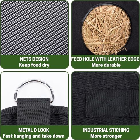 2 Pcs Hay Bags for Horse, Large Capacity Feeding Bag, Goat Hay Feeder, Hay Nets for Sheep, Open Feed Hole Hay Feeder for Slow Feeding in Saudi Arabia