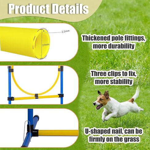Dog Agility Training Equipment, Dog Agility Course Backyard Set, Pet Outdoor & Indoor Obstacle Course, with Agility Hurdle, Jump Ring, Toy Balls and Storage Bag in Saudi Arabia