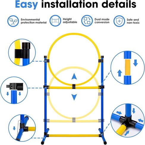 Dog Agility Training Equipment, Dog Agility Course Backyard Set, Pet Outdoor & Indoor Obstacle Course, with Agility Hurdle, Jump Ring, Toy Balls and Storage Bag in Saudi Arabia