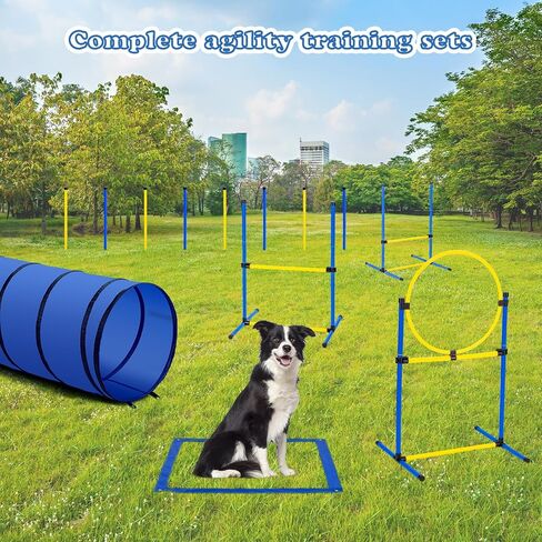 Dog Agility Training Equipment, Dog Agility Course Backyard Set, Pet Outdoor & Indoor Obstacle Course, with Agility Hurdle, Jump Ring, Toy Balls and Storage Bag in Saudi Arabia