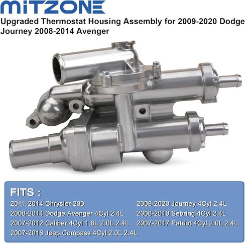 MITZONE Upgrade Aluminium Thermostat Housing Assembly Compatible with Dodge Jeep Chrysler Vehicle - 200 Sebring Compass Patriot Avenger Caliber Journey 1.8L 2.0L 2.4L Replace 68003582AB in Saudi Arabia