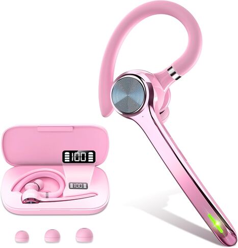 Bluetooth Headset, Wireless Bluetooth Earpiece with 500mAh Charging Case 72 Hours Talking Time Built-in Microphone for iOS Android Cell Phone, V5.1 Hand-Free Headphones for Trucker, Office(Gray) in Saudi Arabia