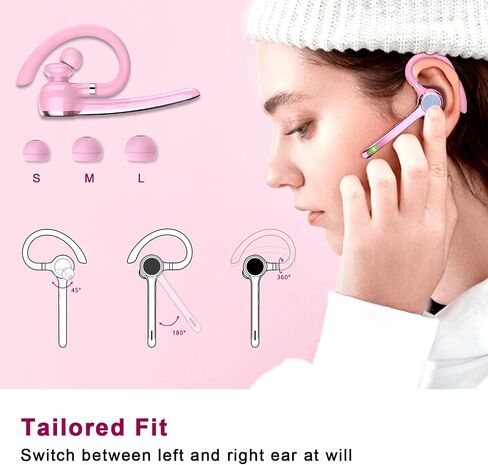 Bluetooth Headset, Wireless Bluetooth Earpiece with 500mAh Charging Case 72 Hours Talking Time Built-in Microphone for iOS Android Cell Phone, V5.1 Hand-Free Headphones for Trucker, Office(Gray) in Saudi Arabia