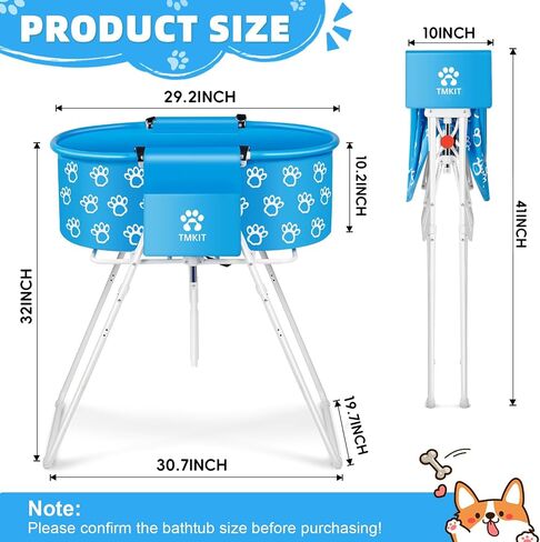 Dog Bathtub for Dogs Blue, Elevated Professional Dog Bath Tub for Pet Bathing Shower and Grooming, Portable Pets Washing Station for Pet Dog Cats with 2 Pack Dog Bath Towel for Drying Dogs in Saudi Arabia