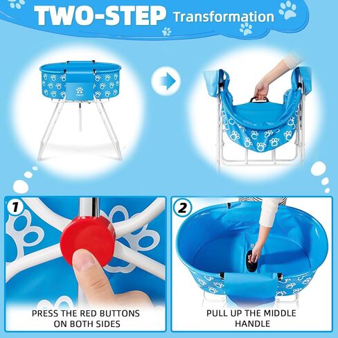 Dog Bathtub for Dogs Blue, Elevated Professional Dog Bath Tub for Pet Bathing Shower and Grooming, Portable Pets Washing Station for Pet Dog Cats with 2 Pack Dog Bath Towel for Drying Dogs in Saudi Arabia