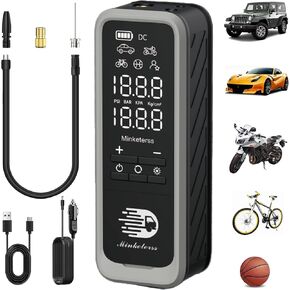 Portable Air Compressor - 2in1 160PSI Cordless 12V DC Electric Auto Pump with Digital Pressure Gauge, 7500mAh & LED Button, 3X Fast Inflation for Cars, Bikes & Motorcycle Tires, Balls in Saudi Arabia