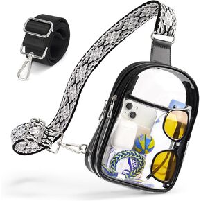 Clear Bag for Stadium Events with 2 Detachable Straps, Sling Bag, Clear Concert Bag for Women/Men, Clear Crossbody Bag, with Adjustable Black & Snowflake Style Straps in Kuwait