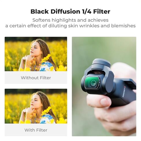 مجموعة مرشحات K&F Concept تأثير مغناطيسي وND & CPL متوافقة مع DJI Osmo Pocket 3، 3 عبوات CPL Black Diffusion 1/4 ND2-32 ملحقات مرشحات، زجاج بصري عالي الدقة/متعدد الطبقات in Kuwait