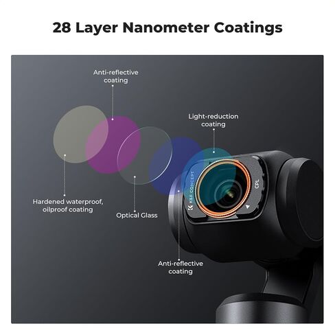 مجموعة مرشحات K&F Concept تأثير مغناطيسي وND & CPL متوافقة مع DJI Osmo Pocket 3، 3 عبوات CPL Black Diffusion 1/4 ND2-32 ملحقات مرشحات، زجاج بصري عالي الدقة/متعدد الطبقات in Kuwait