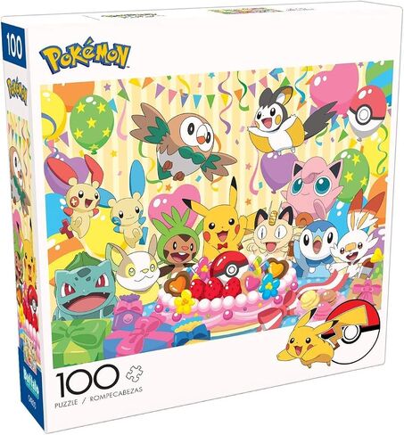 Buffalo Games - Pokemon - Birthday Party - 100 Piece Jigsaw Puzzle for Families -Challenging Puzzle Perfect for Game Nights - Finished Size is 15.00 x 11.00 in Saudi Arabia