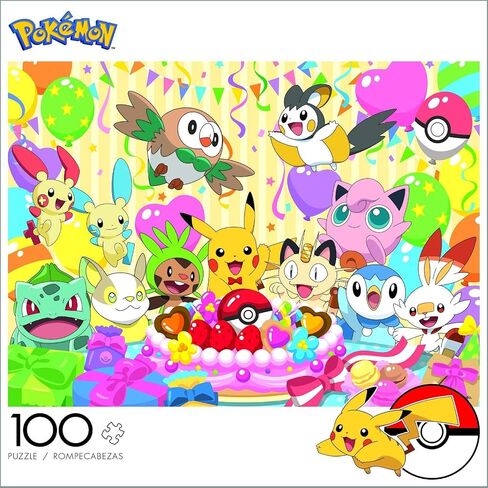 Buffalo Games - Pokemon - Birthday Party - 100 Piece Jigsaw Puzzle for Families -Challenging Puzzle Perfect for Game Nights - Finished Size is 15.00 x 11.00 in Saudi Arabia