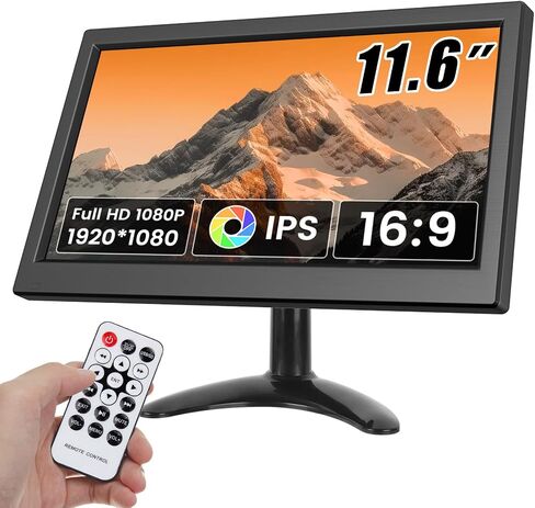 Hikity 11.6 Inch Small HDMI Monitor 1920x1080P Portable CCTV Monitor | BNC, AVI, VGA, HDMI Input Cable, Remote Control, Built-in Speakers, For PC, CCTV, Security Camera, Raspberry Pi, X-Box in Saudi Arabia