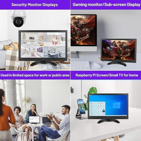Hikity 11.6 Inch Small HDMI Monitor 1920x1080P Portable CCTV Monitor | BNC, AVI, VGA, HDMI Input Cable, Remote Control, Built-in Speakers, For PC, CCTV, Security Camera, Raspberry Pi, X-Box in Saudi Arabia