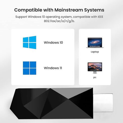 WiFi6E USB 3.0 WiFi Adapter for PC, AX5400M 802.11AX, Tri-Band 6GHz/5GHz/2.4GHz, WPA3, Wireless USB WiFi Dongle Network Adapter for PC Laptop, Only Compatible with Windows 11/10 in Saudi Arabia