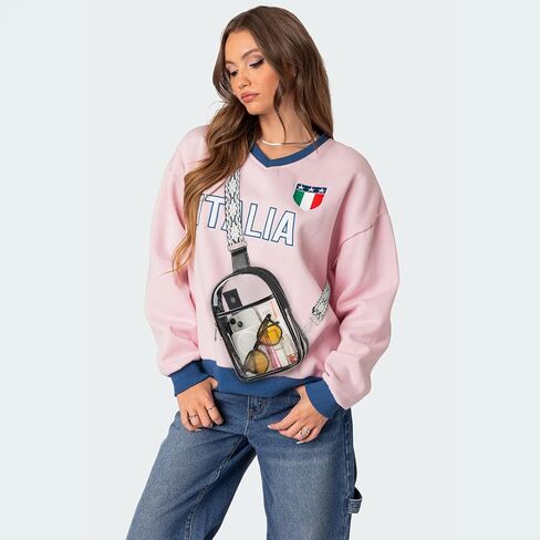 Clear Bag for Stadium Events with 2 Detachable Straps, Sling Bag, Clear Concert Bag for Women/Men, Clear Crossbody Bag, with Adjustable Black & Snowflake Style Straps in Kuwait