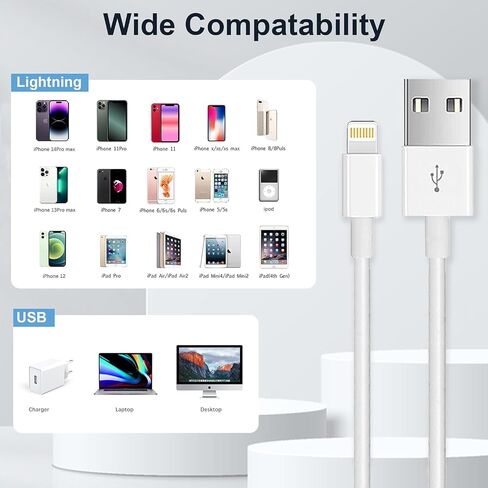 شاحن iPhone 4pack 3.3FT، كابل Lightning 2.4A شحن سريع كابل USB لمزامنة البيانات عالي السرعة متوافق مع iPhone 14 13/12/11 Pro Max/XS MAX/XR/XS/X/8/7/Plus/6S in Saudi Arabia