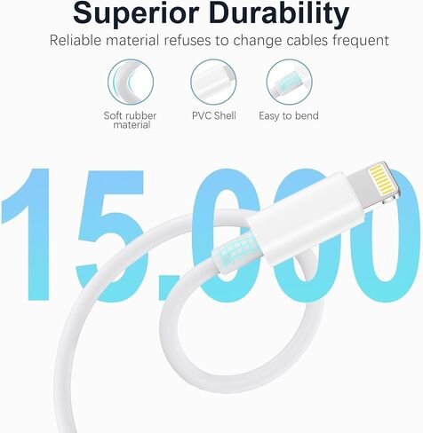شاحن iPhone 4pack 3.3FT، كابل Lightning 2.4A شحن سريع كابل USB لمزامنة البيانات عالي السرعة متوافق مع iPhone 14 13/12/11 Pro Max/XS MAX/XR/XS/X/8/7/Plus/6S in Saudi Arabia
