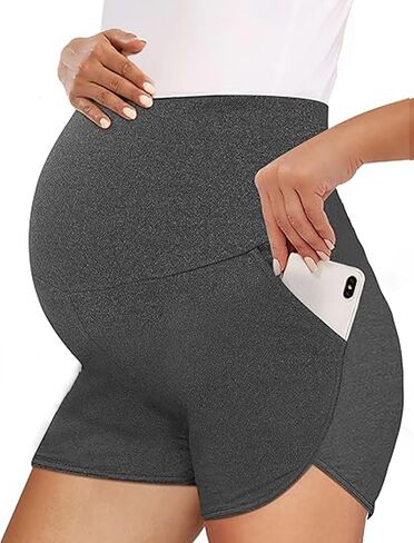 Peauty Maternity Shorts Over The Belly with Pockets, Pregnancy Lounge Shorts, Before, During After Pregnancy in Saudi Arabia