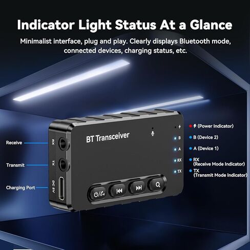 Bluetooth 5.4 Transmitter Receiver 3-in-1 Bluetooth Adapter HiFi Audio Bluetooth Receiver FM Transmitter with LED Display 3.5mm AUX RCA USB for TV/Car/PC/Home Stereo/Speakers in Kuwait