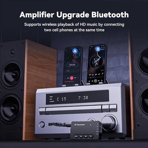 Bluetooth 5.4 Transmitter Receiver 3-in-1 Bluetooth Adapter HiFi Audio Bluetooth Receiver FM Transmitter with LED Display 3.5mm AUX RCA USB for TV/Car/PC/Home Stereo/Speakers in Kuwait