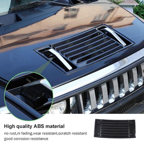 Front Hood Deck Vent Panel Grille Hood Trim Cover Fit for Hummer H2 2003-2009 Accessories, Hood Top Trim Cover (Bright) in Saudi Arabia