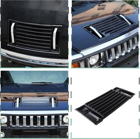 Front Hood Deck Vent Panel Grille Hood Trim Cover Fit for Hummer H2 2003-2009 Accessories, Hood Top Trim Cover (Bright) in Saudi Arabia