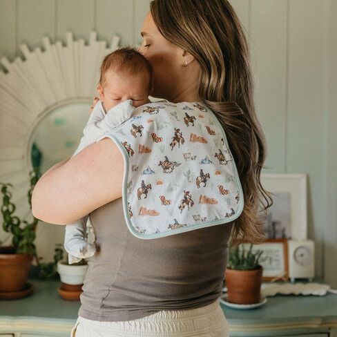 Copper Pearl Premium Baby Burp Cloths - 3-Pack Large Cotton Burp Cloths, Extra Soft Spit Up Rags with 3 Absorbent Layers, Perfect for Baby Boy and Baby Girl Gifts (21" x 10" Size, Clementine Set) in Saudi Arabia