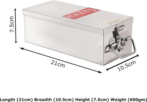 HAZEL Stainless Steel Cash Box | Jewelry Box | Multipurpose Secure Box for Cash & Jewellery, Silver (12.2 Inches x 5 Inches) in Saudi Arabia