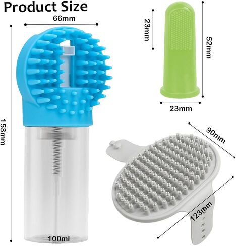 ELEGX Pet Grooming Bath Massage Brush with Soap and Shampoo Dispenser Soft Silicone Bristle for Long Short Haired Dogs Cats Shower (Grey+Blue+Massage Brush) in Saudi Arabia