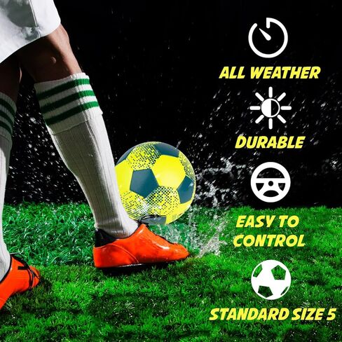 Size 5 Soccer Ball Official for Adult Youths, Training Match Soccer Balls Outdoor Indoor Sport with Pump in Kuwait