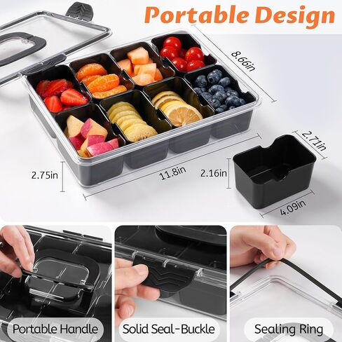 Snackle Box Container - Divided Serving Tray with Lid and Handle - Dishwasher Safety, Charcuterie Board for Portable Snack Platters - Clear Organizer for Fruits Snacks - Perfect for Road Travel Party in Saudi Arabia